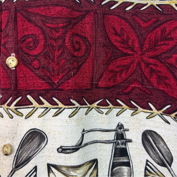 Vintage RJC Hawaiian Cotton Red White Button Down Short Sleeve Shirt Size XL - Picture 9 of 12